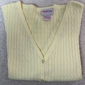 Crystal Kobe Women's Yellow 3/4 Sleeve Cotton Sweater Size: Large